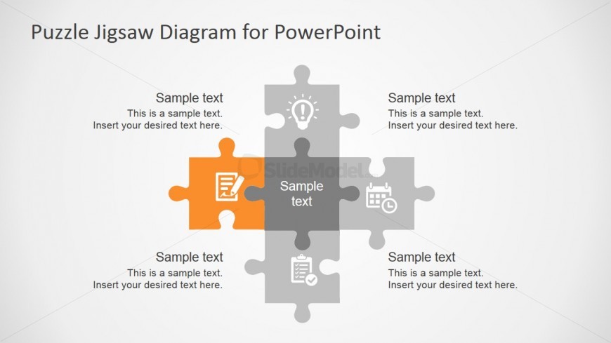 PPT Template Five Steps Jigsaw Puzzle