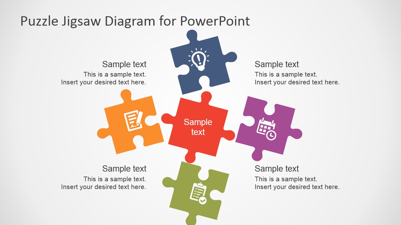 5 Piece Puzzle Template For PowerPoint SlideModel