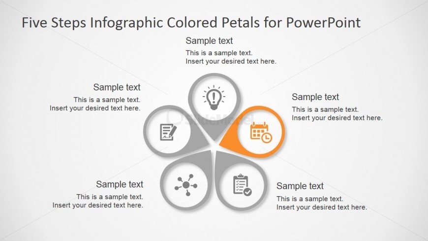 PPT Template Petals Diagram Five Steps