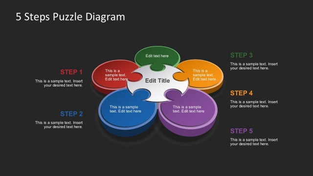 Free 5 Steps Puzzle Diagrams PowerPoint Template