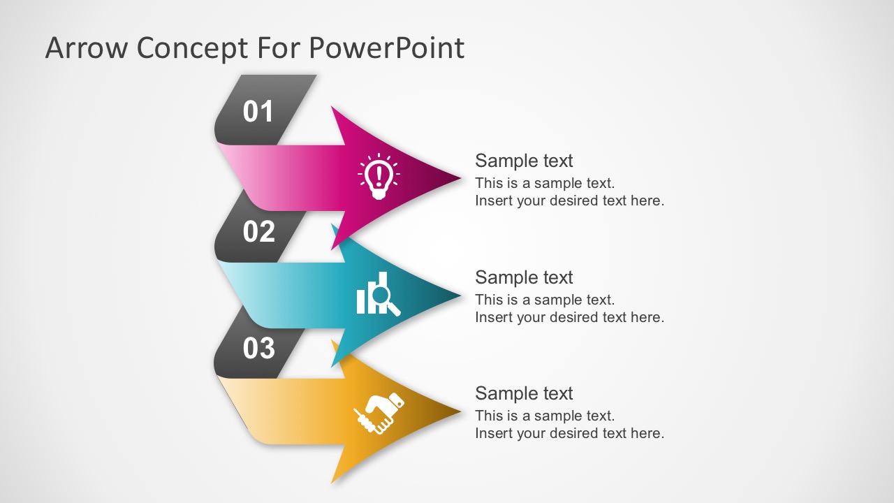 Free 3  Steps  Arrows Diagram for PowerPoint 