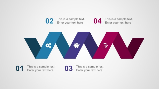 4 Steps Paper Fold Effect Diagrams Free PowerPoint Vectors