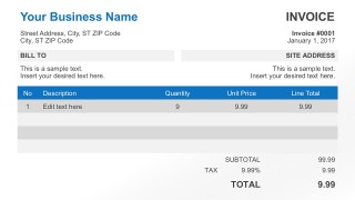 Free Editable Business Invoice for PowerPoint