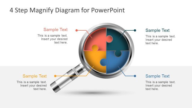4 Step Magnify Puzzle PowerPoint