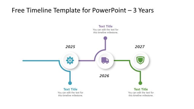 Free Template of Timeline Diagram with 3 Years Milestone