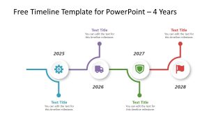 Free Template of Timeline Diagram with 4 Years Milestone