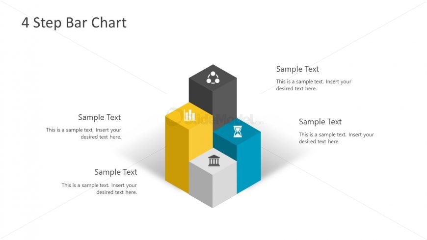 Four 3D Bars PowerPoint Diagram