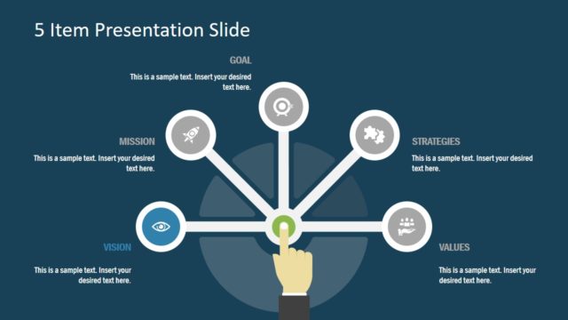 5 Items in Semi Circle PowerPoint