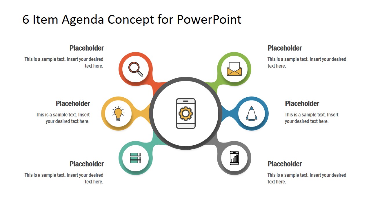 Free 6 Item Agenda Concept For Powerpoint Slidemodel