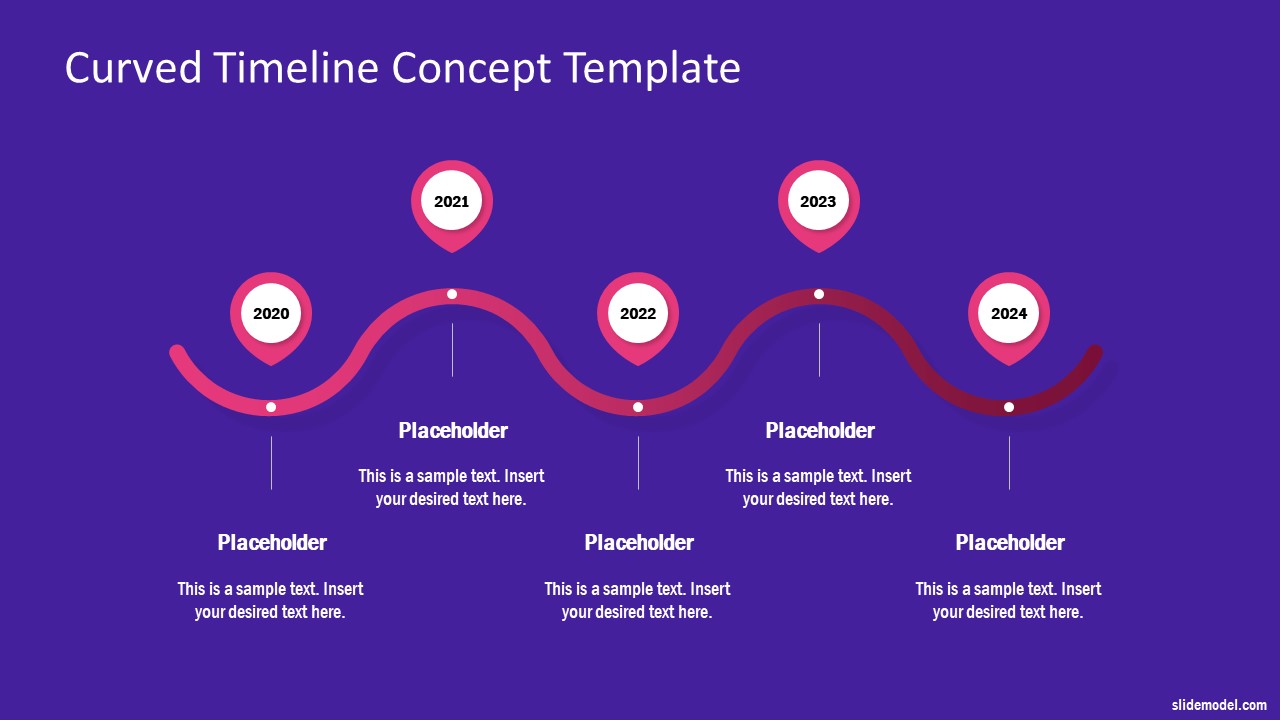 Free Curved Timeline Concept For Powerpoint Slidemodel 6193