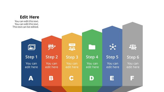 Editable 6 Steps Arrow PowerPoint