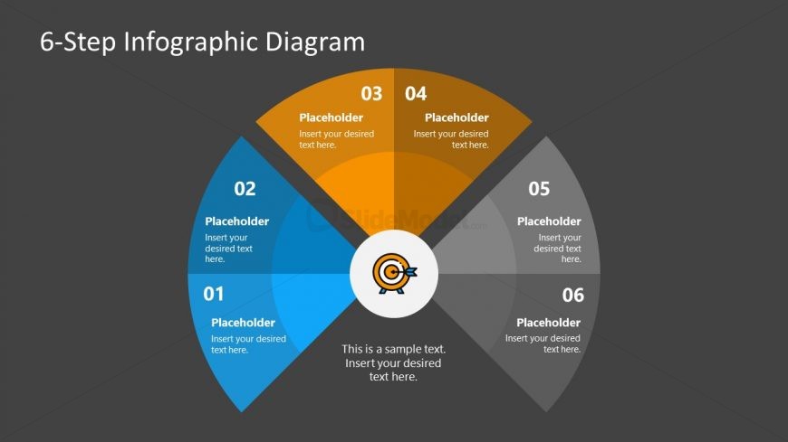 PPT 6 Steps Fan Chart Diagram