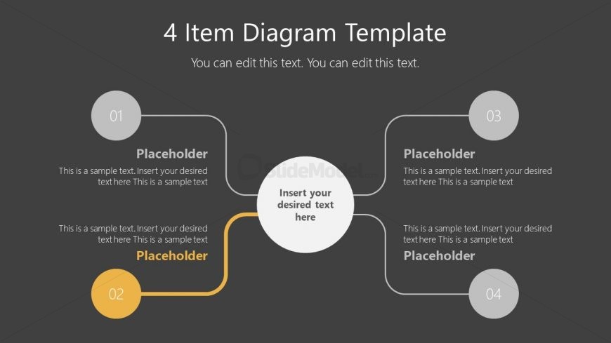 Mindmap PowerPoint 4 Item Diagram Segment 2