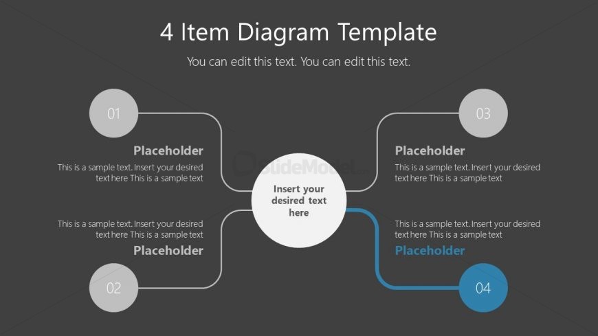 Mindmap PowerPoint 4 Item Diagram Segment 4