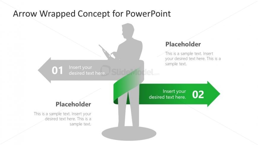 Silhouette Businessman PowerPoint 2 Wrapped Arrows
