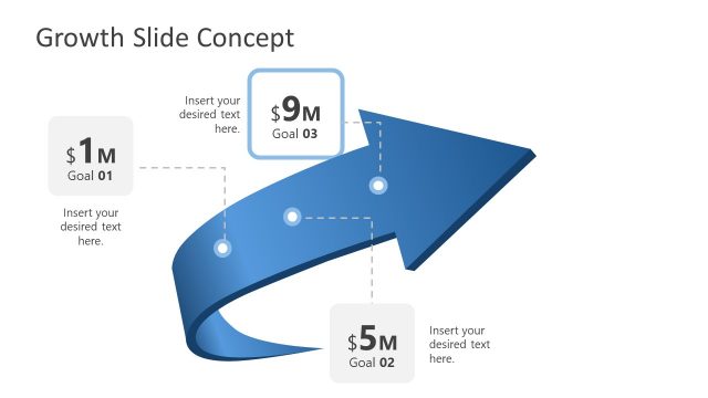 Growth Arrow Concept Step 3 Diagram PPT