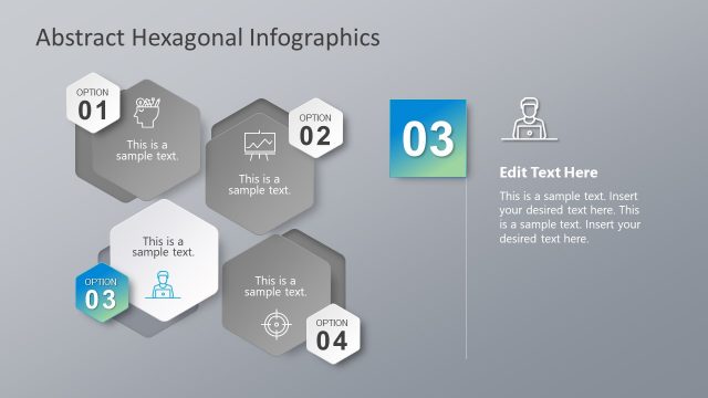 4 Hexagon Shapes Infographic PowerPoint