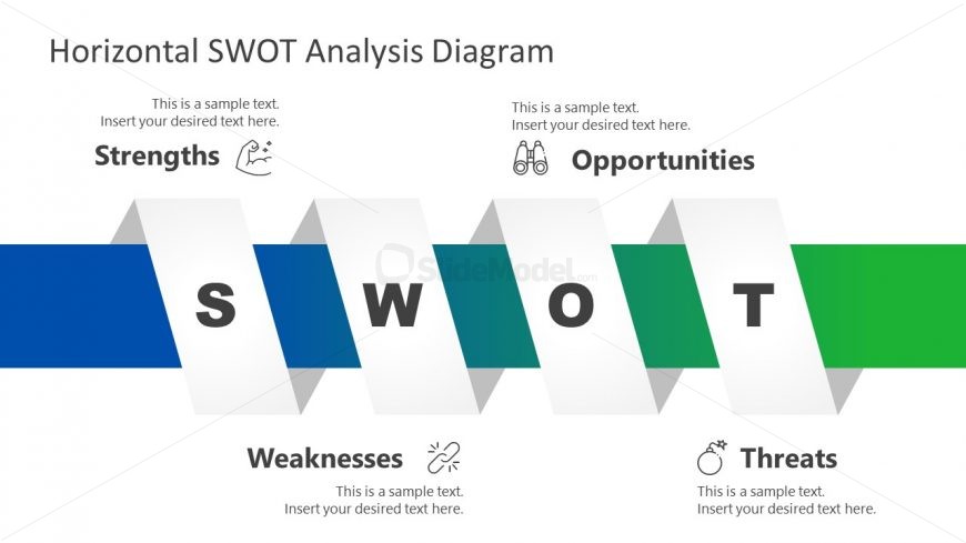 PowerPoint SWOT Analysis Horizontal Diagram