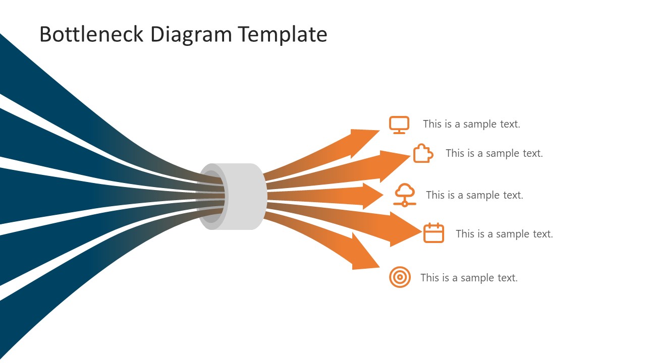 PowerPoint Diagram 5 Arrows Bottleneck Template