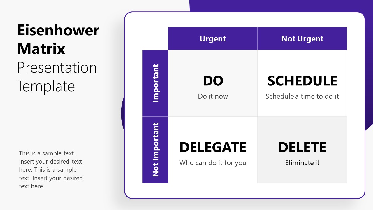 Eisenhower Decision Matrix PPT Template 