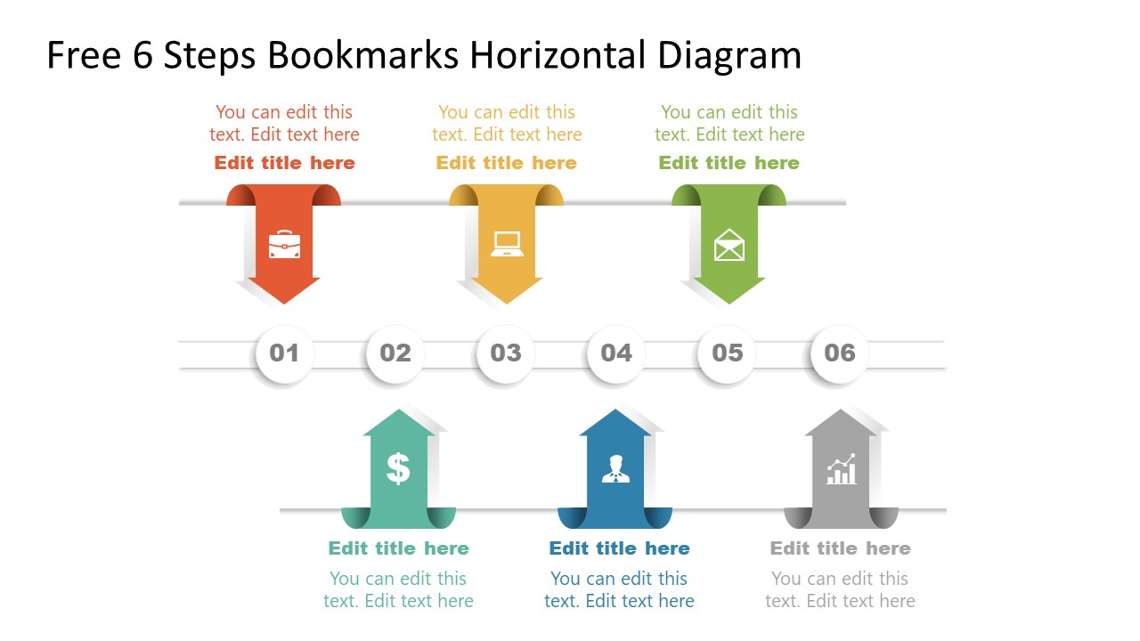 PowerPoint Horizontal Timeline with Bookmarks 