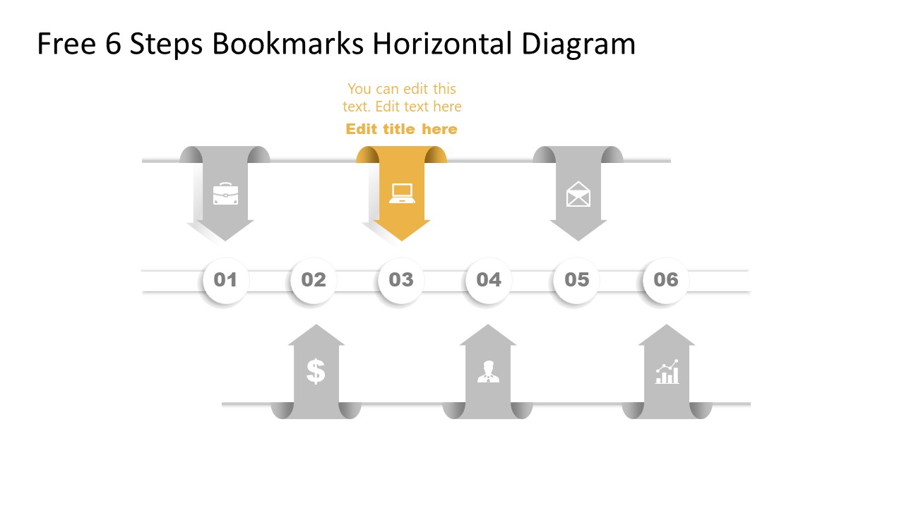 Horizontal Bookmark Diagram Step 5 PPT