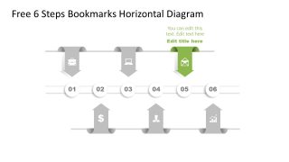 Horizontal Bookmark Diagram Step 4 PPT