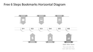 Horizontal Bookmark Diagram Step 5 PPT