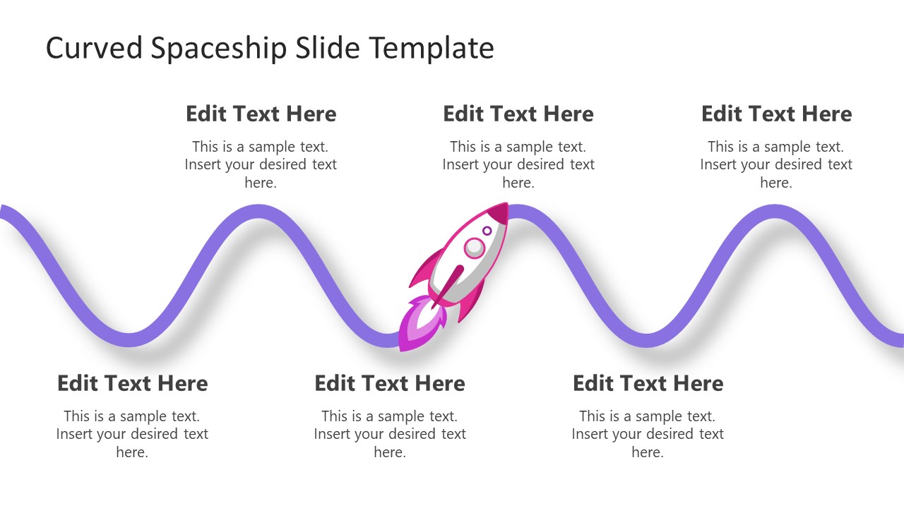 PowerPoint Timeline Template of Curved Roadmap