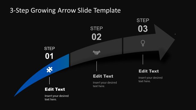 Black Background Arrow Diagram – Slide for First Step