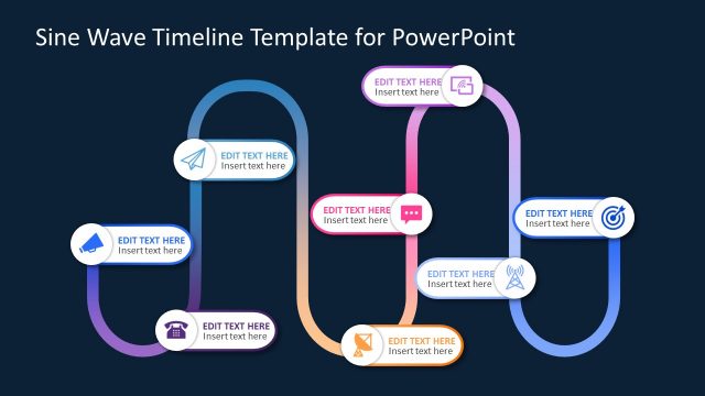 Free Sine Wave Dark Background PowerPoint Timeline Template