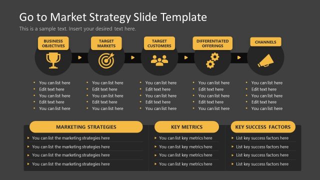 Go to Market Slide with Infographic Icons and Shapes