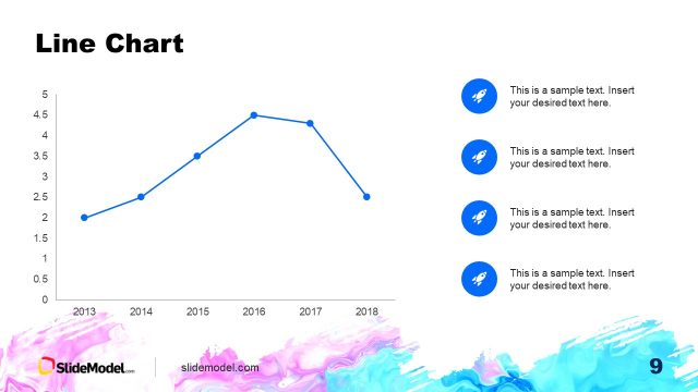 Line Chart Slide – Aquarelle Background Free Template