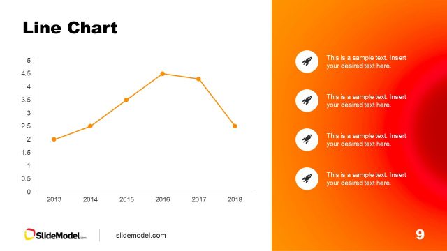 Editable Line Chart Slide for Free Gradient Background Template