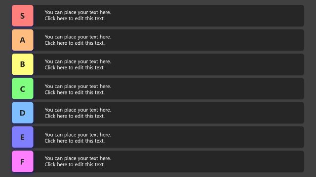 Seven Rows Editable Text Boxes List Presentation Slide
