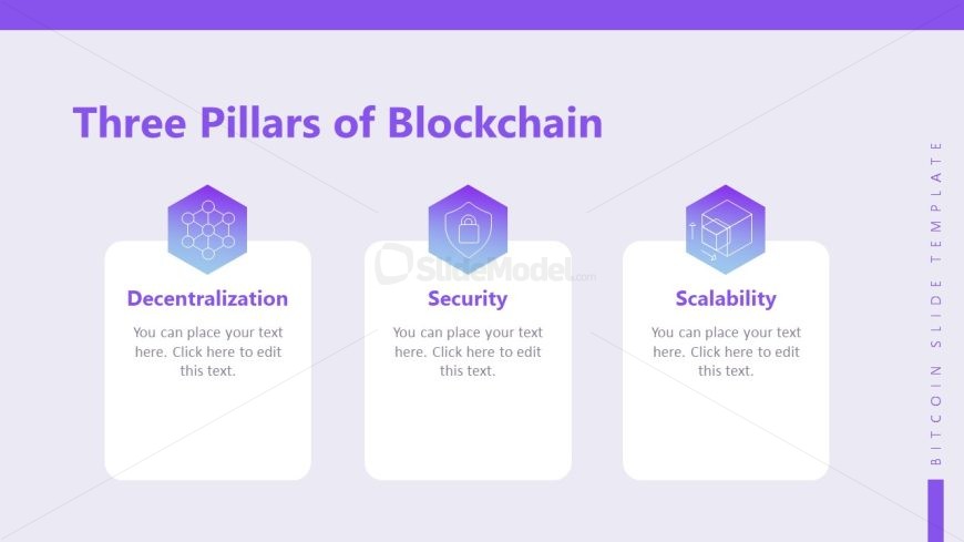 Three Pillars Slide for Blockchain PowerPoint Template