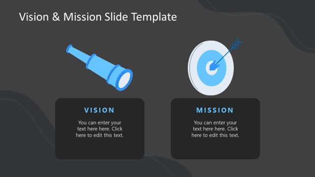 Vision and Mission Presentation Template Slide with Dark Background