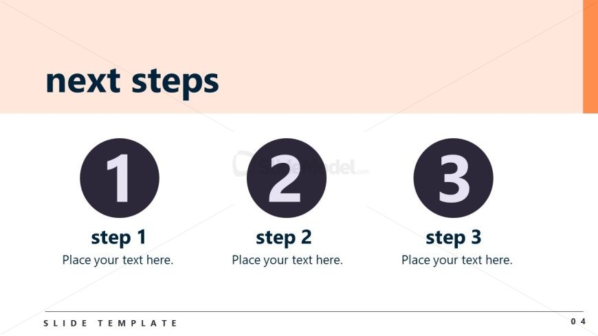 Next Steps Presentation Slide with Circular Numberings