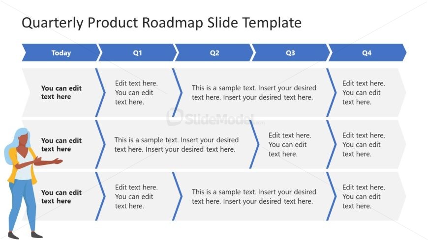 Creative Quarterly Roadmap Slide for PowerPoint
