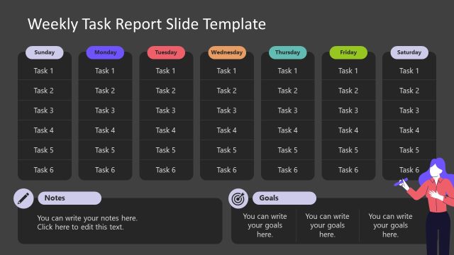Editable Free Weekly Task Report PowerPoint Template