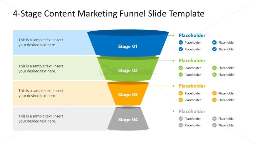 Content Marketing 4-Stage Funnel Presentation Template Free Download