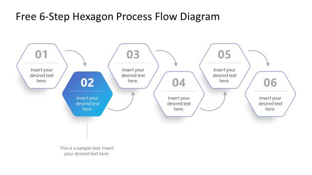 Editable 6-Step Hexagon Process Flow Diagram PPT Template
