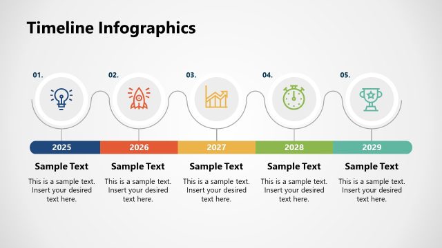 Five Shapes and Segmented Bar Diagram Timeline Slide