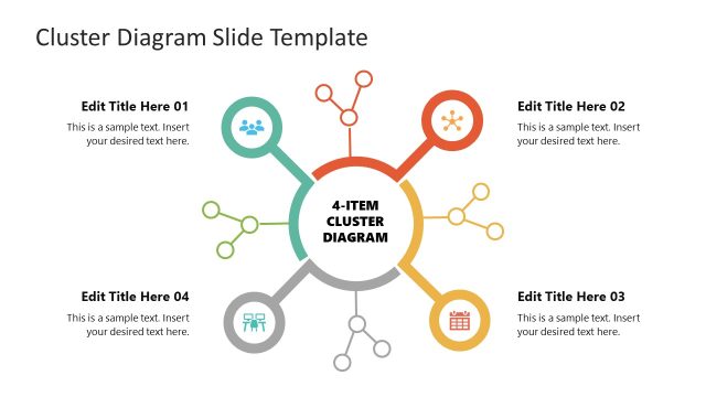 4-Items Cluster Diagram PowerPoint Template
