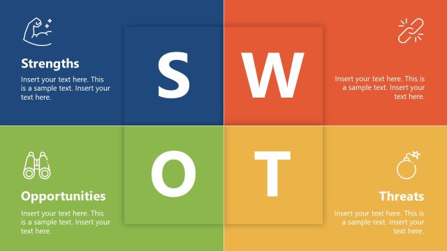 Four Sections Colorful Slide SWOT Template