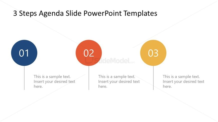 PPT Free Agenda Slide Design 3 Items Circular Bubbles