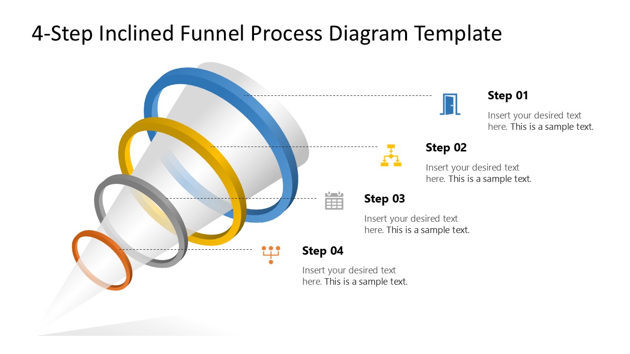 Free Inclined Funnel Process Diagram PPT Template