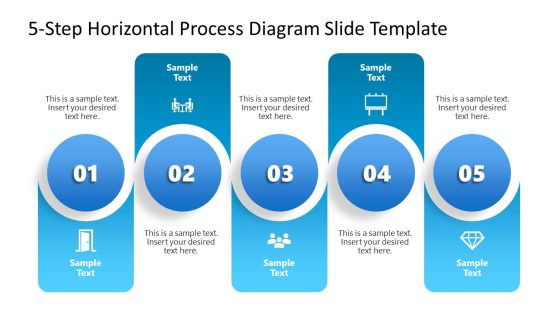 Editable 5-Step Horizontal Process Diagram PPT Template 