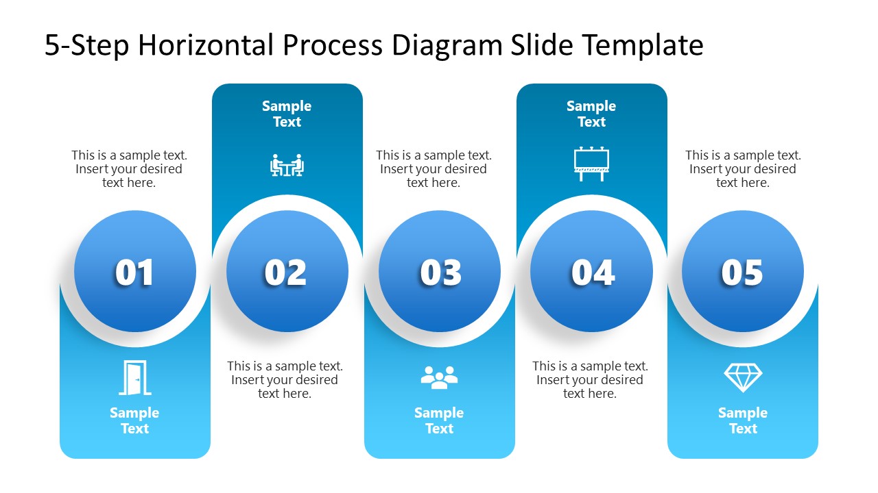 Editable 5-Step Horizontal Process Diagram PPT Template 