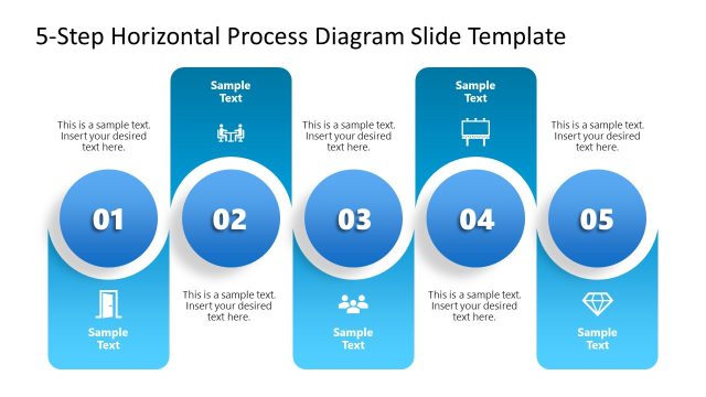Step 5 – Free 5-Step Horizontal Process Diagram PPT Slide